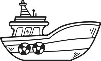 Hand gezeichnet Yacht oder Privat Boot im eben Stil vektor