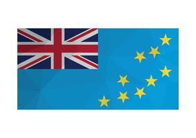 Vektor Illustration. offiziell Fähnrich von Tuvalu. National Flagge mit Gelb Sterne auf Blau Hintergrund. kreativ Design im niedrig poly Stil mit dreieckig Formen