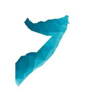Vektor isoliert Illustration Symbol mit vereinfacht Blau Silhouette von Somalia Karte. polygonal geometrisch Stil, dreieckig Formen. Weiß Hintergrund.