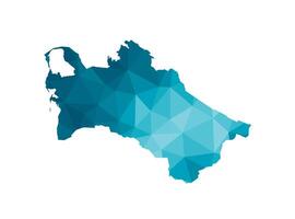 Vektor isoliert Illustration Symbol mit vereinfacht Blau Silhouette von Turkmenistan Karte. polygonal geometrisch Stil, dreieckig Formen. Weiß Hintergrund.