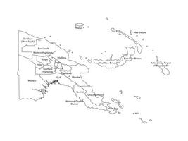 Vektor isoliert Illustration von vereinfacht administrative Karte von Papua Neu Guinea. Grenzen und Namen von das Provinz. schwarz Linie Silhouetten.