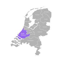 vektor isolerat förenklad illustration ikon med grå silhuett av nederländerna provinser. vald administrativ division söder holland. vit översikt och bakgrund