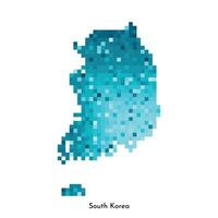 Vektor isoliert geometrisch Illustration mit einfach eisig Blau gestalten von Süd Korea Karte. Pixel Kunst Stil zum nft Vorlage. gepunktet Logo mit Gradient Textur zum Design auf Weiß Hintergrund
