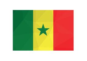Vektor Illustration. offiziell Symbol von Senegal. National Flagge mit Grün, Gelb, rot Streifen und Stern. kreativ Design im niedrig poly Stil mit dreieckig Formen.