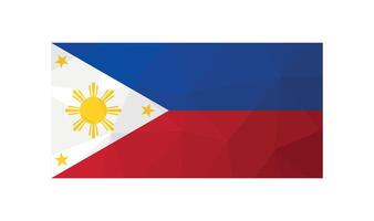 vektor illustration. officiell symbol av filippinerna. nationell flagga i röd, blå, vit färger med gul Sol. kreativ design i låg poly stil med triangel- former. lutning effekt