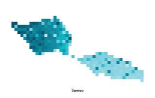Vektor isoliert geometrisch Illustration mit einfach eisig Blau gestalten von Samoa Karte. Pixel Kunst Stil zum nft Vorlage. gepunktet Logo mit Gradient Textur zum Design auf Weiß Hintergrund