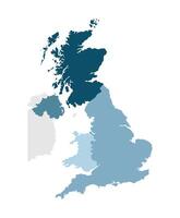 vektor isolerat förenklad illustration ikon med blå silhuetter av förenad rike av bra storbritannien och nordlig irland provinser. administrativ division