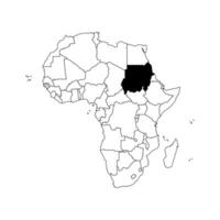 Vektor isoliert Illustration mit afrikanisch Kontinent mit Grenzen von alle Zustände. schwarz Gliederung politisch Karte von Republik von Sudan. Weiß Hintergrund.