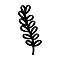 enkel klotter vete stjälk med lång löv, svart och vit bläck penna teckning vektor