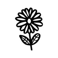 enkel klotter blomma, svart och vit bläck penna teckning. vektor