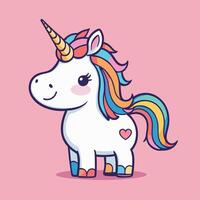 süß kawaii Einhorn Illustration bunt Vektor Kunst zum Kinder