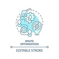 Route Optimierung Sanft Blau Konzept Symbol. betriebsbereit Kosten reduzieren. Treibstoff Verbrauch Management. runden gestalten Linie Illustration. abstrakt Idee. Grafik Design. einfach zu verwenden im Infografik vektor