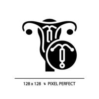 intrauterin Gerät schwarz Glyphe Symbol. Schwangerschaft Verhütung, Geburt Kontrolle. medizinisch Technologie, reproduktiv Gesundheit. Silhouette Symbol auf Weiß Raum. solide Piktogramm. Vektor isoliert Illustration