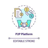 p2p Plattform multi Farbe Konzept Symbol. suchen und verbinden Kreditnehmer und Kreditgeber. runden gestalten Linie Illustration. abstrakt Idee. Grafik Design. einfach zu verwenden im Marketing vektor