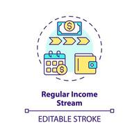 regelbunden inkomst ström mång Färg begrepp ikon. en gång i månaden intressera betalningar från låntagare. investering. runda form linje illustration. abstrakt aning. grafisk design. lätt till använda sig av i marknadsföring vektor