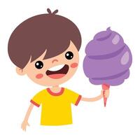 Illustration von Kind mit Baumwolle Süßigkeiten vektor
