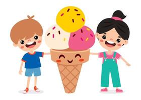 Illustration von Kinder mit Eis Sahne vektor