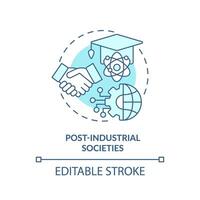 posta industriell samhällen mjuk blå begrepp ikon. teknologisk framsteg. service sektor utveckling. runda form linje illustration. abstrakt aning. grafisk design. lätt till använda sig av i artikel vektor