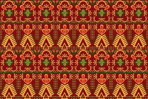 nahtlos Design Muster, traditionell geometrisch Blume Zickzack- Muster Weihnachten Gelb Gelb Grün Weiß Vektor Illustration Design, abstrakt Stoff Muster, aztekisch Stil zum drucken Textilien