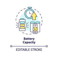 Batterie Kapazität multi Farbe Konzept Symbol. Energie Lager System. wiederaufladbar Akkumulator. runden gestalten Linie Illustration. abstrakt Idee. Grafik Design. einfach zu verwenden im Broschüre, Heft vektor