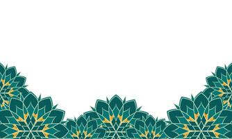 islamisch Rand Rahmen Banner und Hintergrund mit Grün Mandala Blume Element Dekoration Vektor Illustration