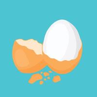 schwer gekocht Ei mit geknackt Hälfte geschält Schale Vektor Illustration