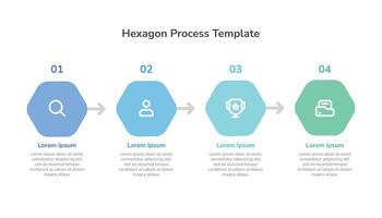 Hexagon Prozess Infografik Vorlage Design mit 4 Schritte und Symbole vektor