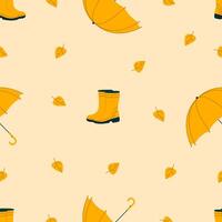süß Stiefel mit Regenschirm nahtlos Herbst Hintergrund. Vorlage zum Textil, Hintergrund, Verpackung, Startseite vektor