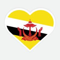 eben Illustration von das brunei National Flagge. brunei Flagge im Herz Design Form. Vektor brunei Flagge im Herz.