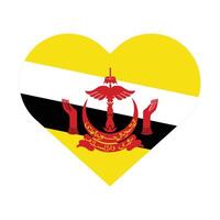platt illustration av de brunei nationell flagga. brunei flagga i hjärta design form. vektor brunei flagga i hjärta.