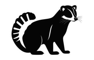 Coati Tier Vektor schwarz Silhouette isoliert auf ein Weiß Hintergrund