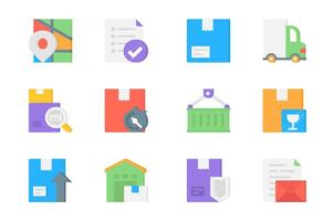Lieferung 3d Symbole Satz. Pack eben Piktogramme von Karte Standort, Liste, Paket Kasten, Transport Lieferwagen, Verfolgung, Barcode, Container, logistisch und andere. Vektor Elemente zum Handy, Mobiltelefon App und Netz Design