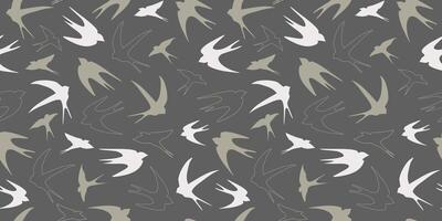 sömlös mönster med silhuetter av fåglar. abstrakt linje konst sväljer i flyg. vektor grafik.
