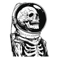 Schädel von Astronaut Vektor schwarz und Weiß Illustration