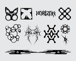 Anti Design Horizont Element Brutalismus Element gestalten Anlagegut Acid Poster, Tätowierung, Illustration Vektor gruselig Symbol, Symbol editierbar