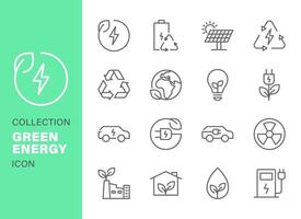einstellen von Grün Energie Symbol Vektor Design