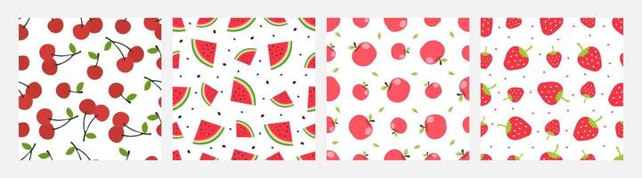 Sammlung Obst nahtlos Muster Vektor Design, Kirsche, Wassermelone, Apfel, Erdbeere, Design können Sein zum T-Shirts, Verpackung Papier, Drucken Bedürfnisse