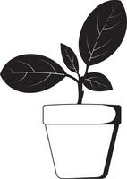 dekorativ Vase mit Blätter schwarz Silhouette Vektor Illustration