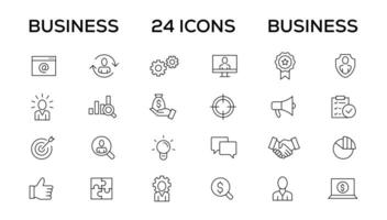 företag och förvaltning linje ikoner uppsättning. förvaltning, pengar, Bank, Kontakt, infographic ikon samling vektor