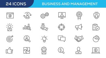 Geschäft und Verwaltung Linie Symbole Satz. Management, Geld, Bank, Kontakt, Infografik Symbol Sammlung vektor