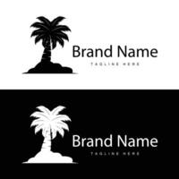 Kokosnuss Baum Logo Design Vorlage Palme Baum Silhouette Illustration Sommer- Strand Meer Pflanze vektor
