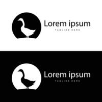 Vektor Illustration Ente Logo Design schwarz Silhouette Tier Schwan Geflügel Bauernhof einfach minimalistisch