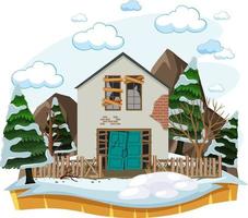 överge hus på landsbygden isolerad på vintern vektor