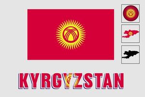 kyrgyzstan Karta och flagga i vektor illustration