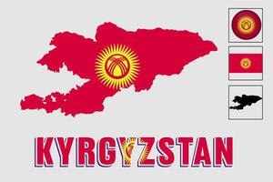 kyrgyzstan Karta och flagga i vektor illustration