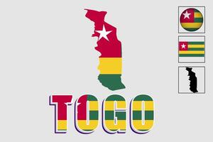 Togo flagga och Karta i en vektor grafisk
