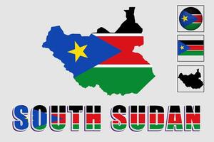 söder sudan flagga och Karta i en vektor grafisk