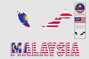 malaysia Karta och flagga i vektor illustration