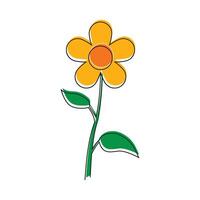 Sonnenblume Symbol mit zwei Blätter und Stengel vektor