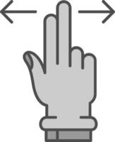 zwei Finger horizontal scrollen Linie gefüllt Graustufen Symbol vektor